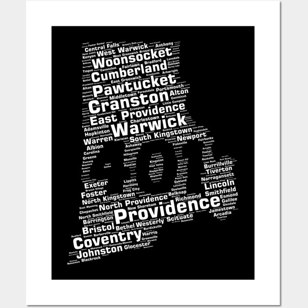 Rhode Island Cities 401 Area Code Wall Art by shirtonaut